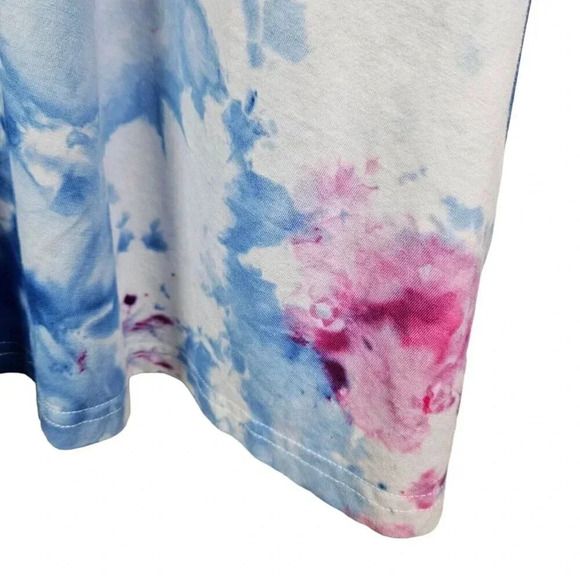 Cotton Spandex Custom‎ Tie Dye Pink Purple Green V-Neck Dress Size XXL Pockets - Picture 8 of 11